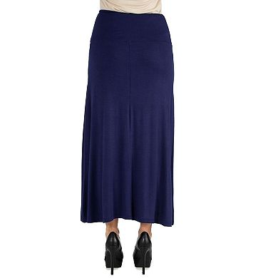 Women's 24seven Comfort Apparel Elastic Waist Midi Skirt