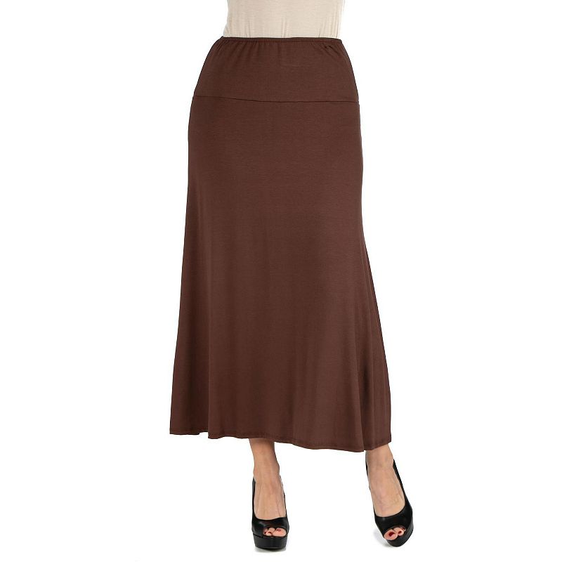 Womens 24seven Comfort Apparel Elastic Waist Midi Skirt, Size: Small, Clrs