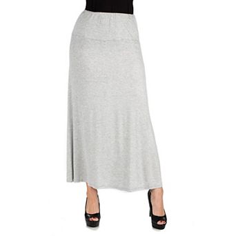 Women's 24seven Comfort Apparel Elastic Waist Midi Skirt