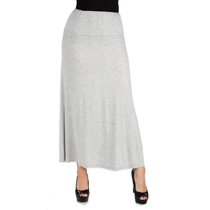 Womens 24seven Comfort Apparel Elastic Waist Midi Skirt, Size: Small, Ligh