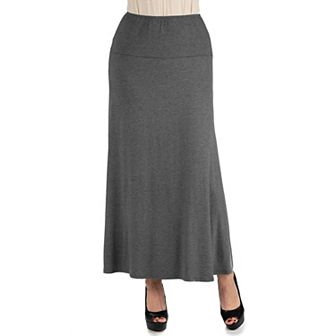 Women's 24seven Comfort Apparel Elastic Waist Midi Skirt