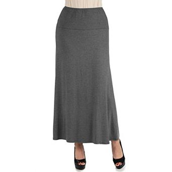 Women's 24seven Comfort Apparel Elastic Waist Midi Skirt