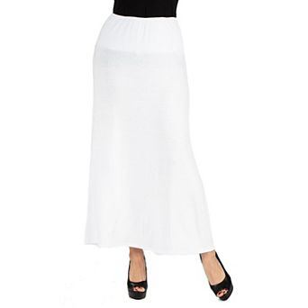 Women's 24seven Comfort Apparel Elastic Waist Midi Skirt