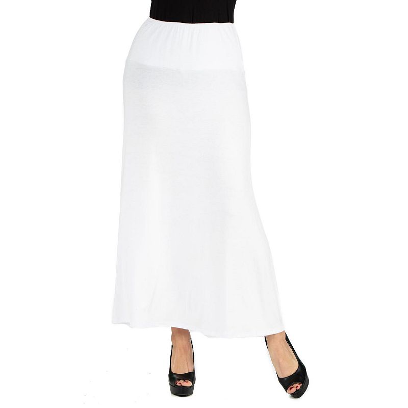 Womens 24seven Comfort Apparel Elastic Waist Midi Skirt, Size: Small, Whit