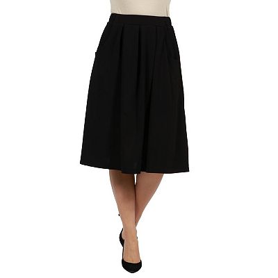 Women s 24seven Comfort Apparel Classic Knee Length Black Skirt