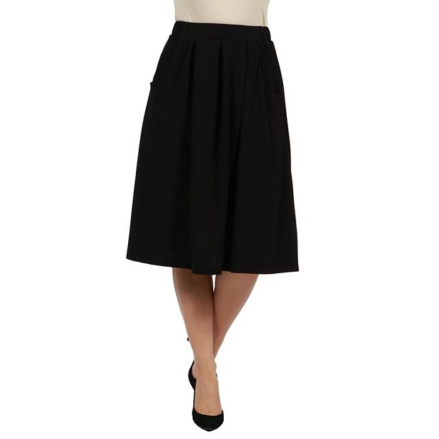 Women's 24seven Comfort Apparel Classic Knee-Length Black Skirt