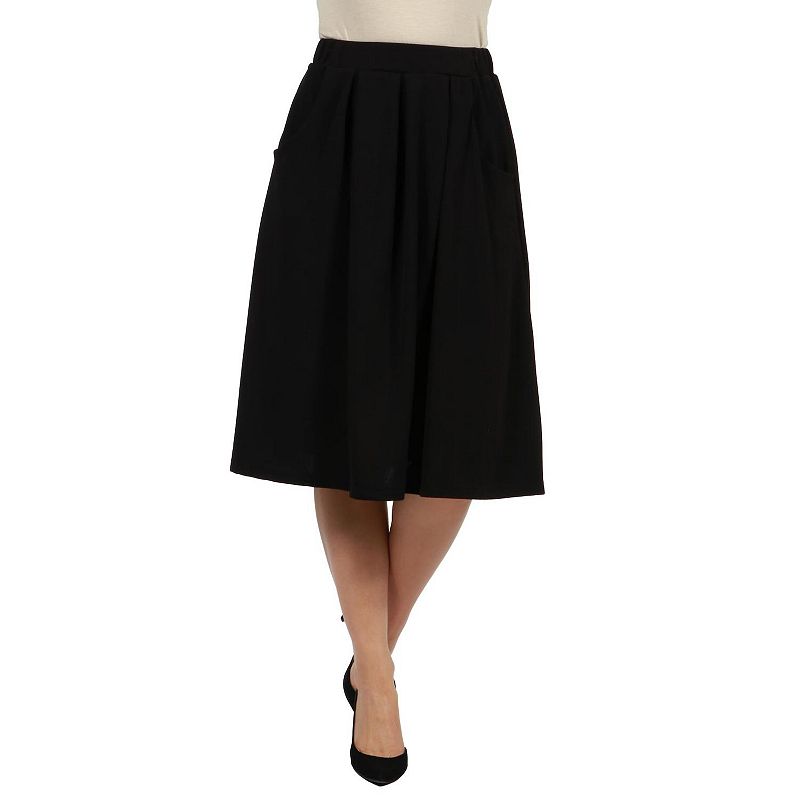 Womens 24seven Comfort Apparel Classic Knee-Length Black Skirt, Size: Smal