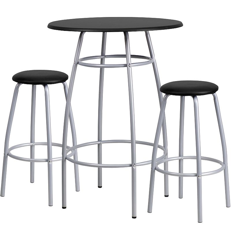 Flash Furniture Bar-Height Table with Stools 3-Piece Set, Black