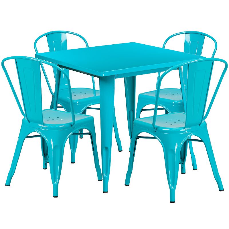 Flash Furniture Commercial-Grade Metal Indoor/Outdoor Table & Stacking Chai
