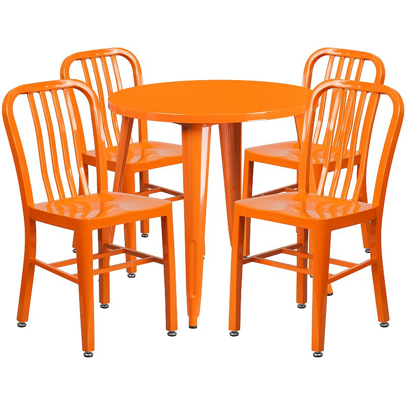 Flash Furniture Commercial-Grade Metal Indoor/Outdoor Table & Chairs 5-Piec