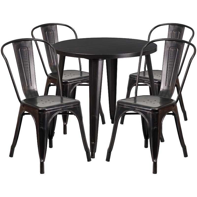 Flash Furniture Commercial-Grade Metal Indoor/Outdoor Table & Cafe Chairs 5