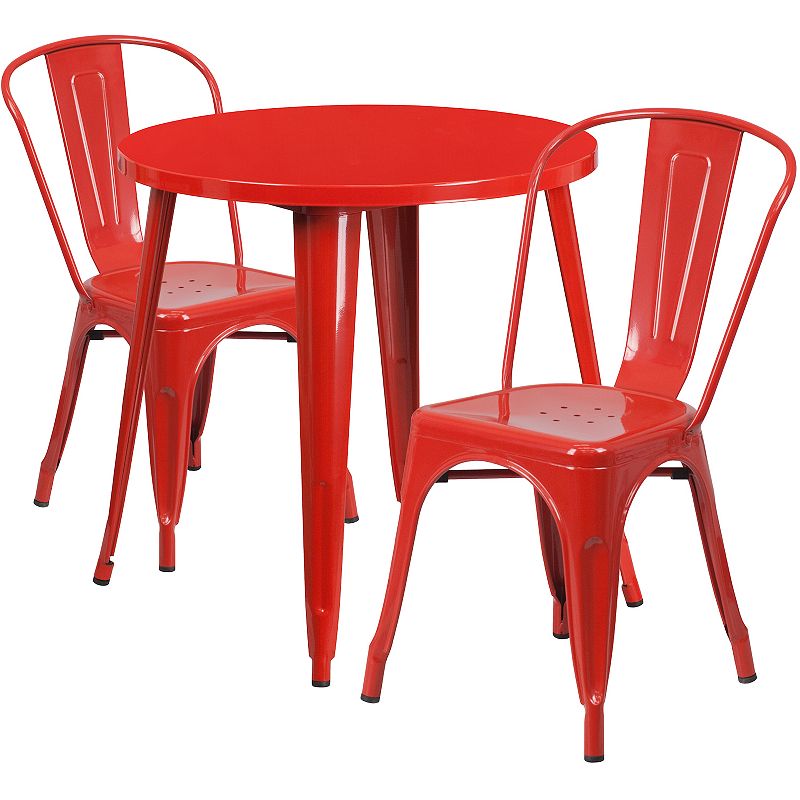 Flash Furniture Commercial-Grade Metal Indoor/Outdoor Table & Cafe Chairs 3
