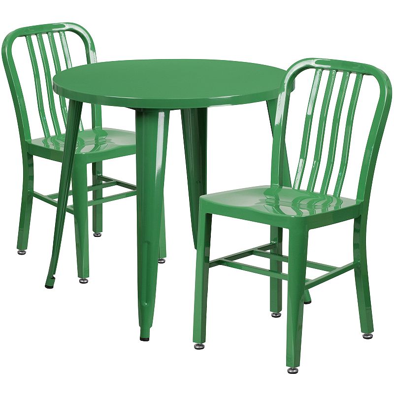 Flash Furniture Commercial-Grade Metal Indoor/Outdoor Table & Chairs 3-Piec