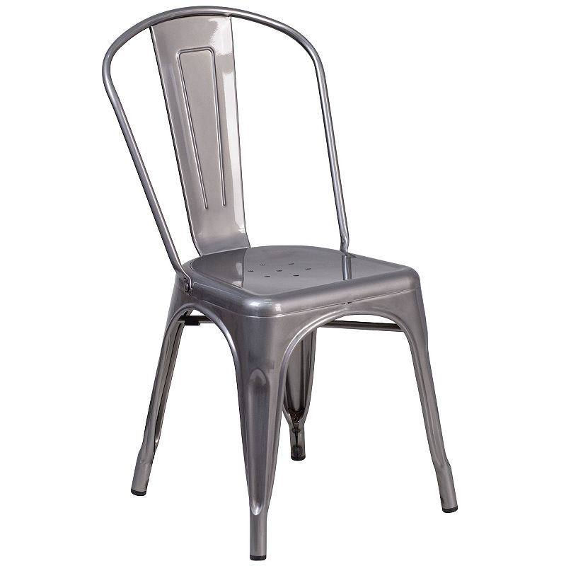 Flash Furniture Metal Stackable Chair, Grey