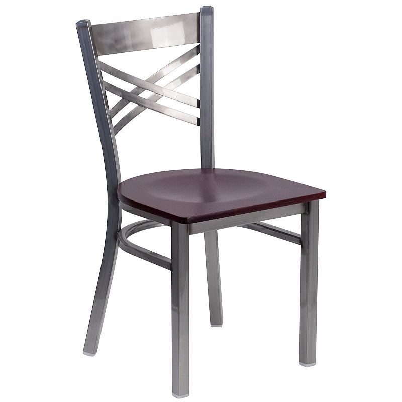 Flash Furniture Hercules Series X-Back Metal Restaurant Chair, Brown