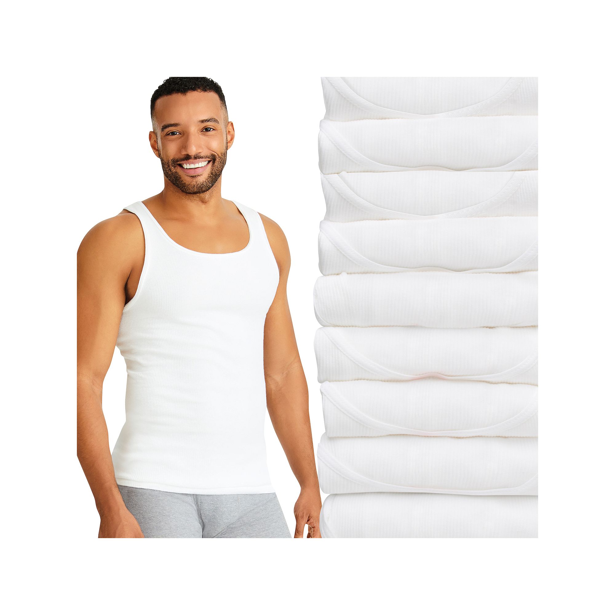 Hanes Ultimate 7+2 Double Bonus Pack Mens ComfortSoft White Tank Undershir