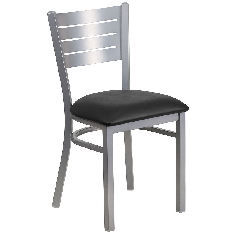 Flash Furniture Hercules Series Slat-Back Metal Restaurant Chair, Black