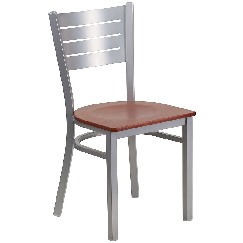 Flash Furniture Hercules Series Slat-Back Metal Restaurant Chair, Red