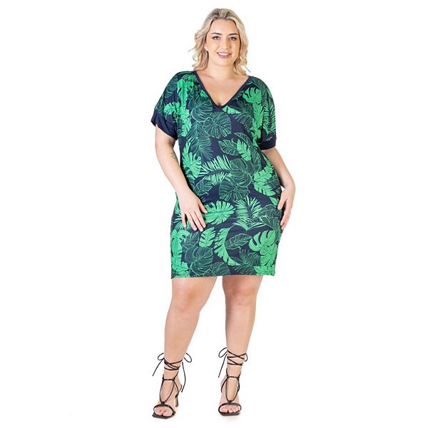 Plus Size 24Seven Comfort Apparel Casual Knee Length Shirtdress