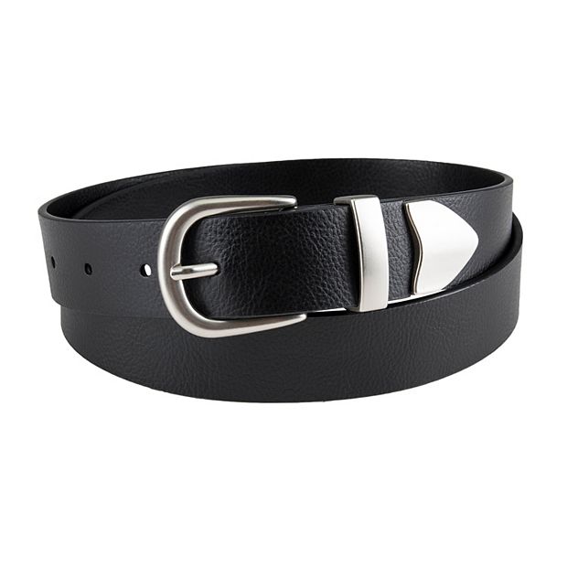 Leather belt with metal tip sales