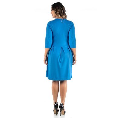 Plus Size 24Seven Comfort Apparel Fit and Flare Dress
