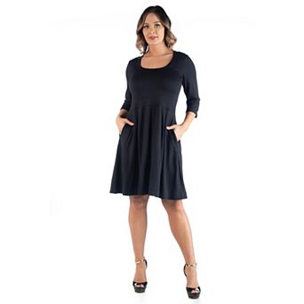 Plus Size 24Seven Comfort Apparel Fit and Flare Dress