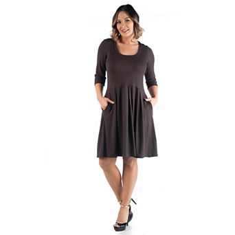 Plus Size 24Seven Comfort Apparel Fit and Flare Dress