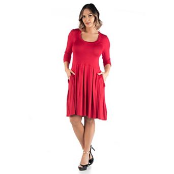 Plus Size 24Seven Comfort Apparel Fit and Flare Dress