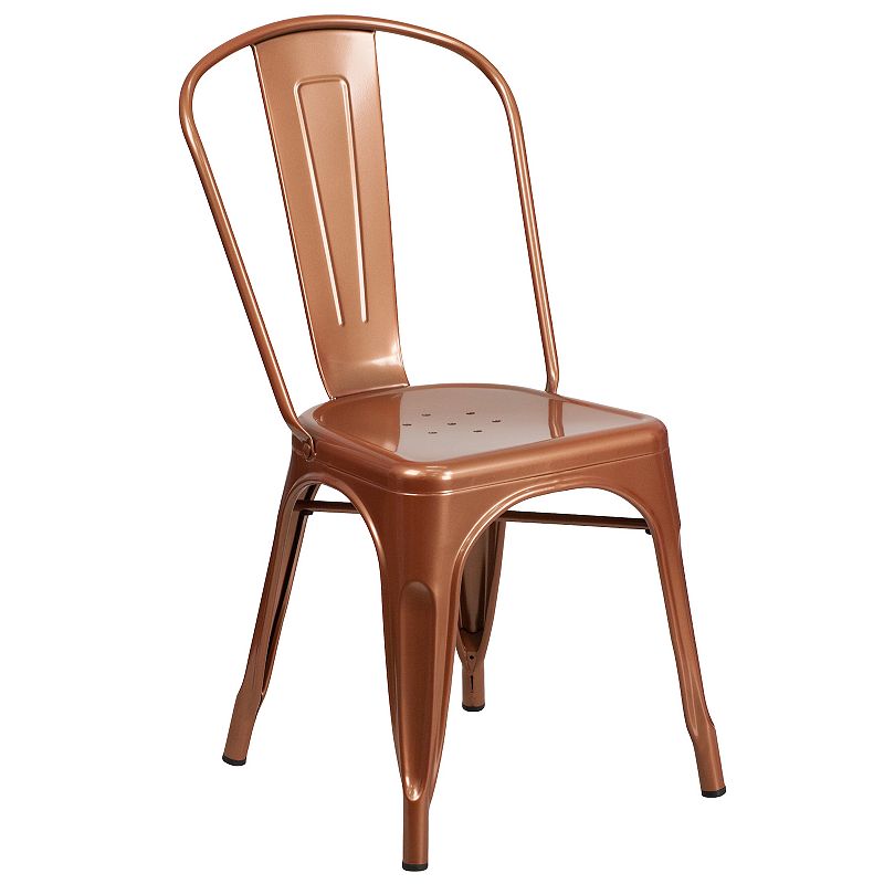 Flash Furniture Commercial-Grade Metal Indoor / Outdoor Stackable Chair, Br