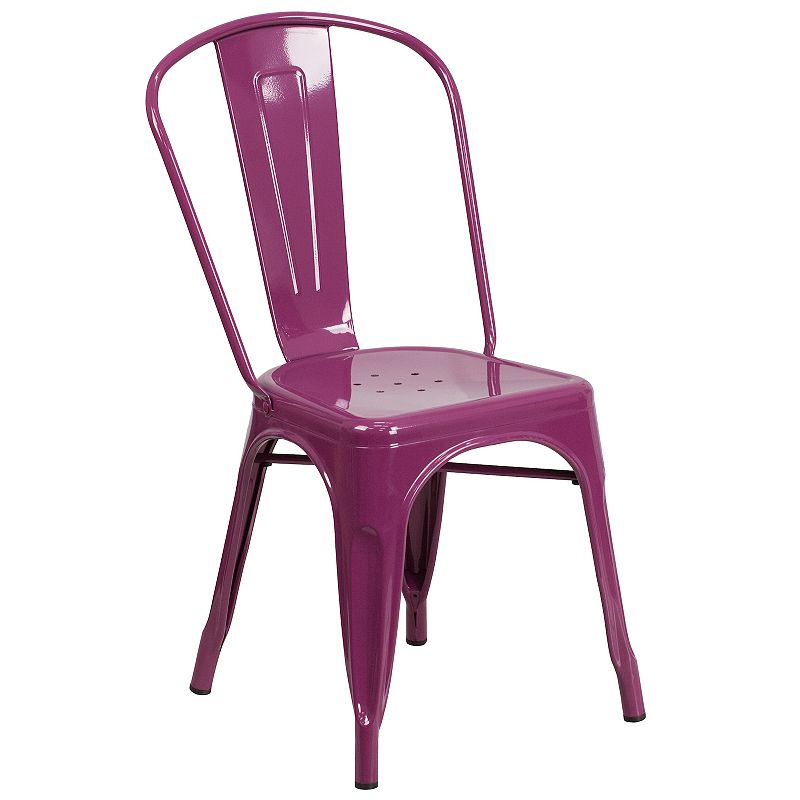 Flash Furniture Commercial-Grade Metal Indoor / Outdoor Stackable Chair, Pu