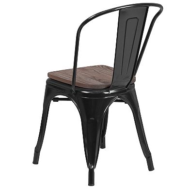 Flash Furniture Stackable Metal Chair with Wood Seat