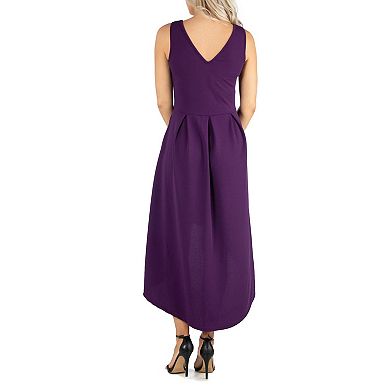 Women's 24Seven Comfort Apparel Womens Sleeveless Fit N Flare High Low Dress