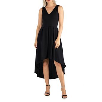 Women's 24Seven Comfort Apparel Sleeveless Fit And Flare High Low Dress
