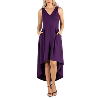 Women's 24Seven Comfort Apparel Sleeveless Fit And Flare High Low Dress