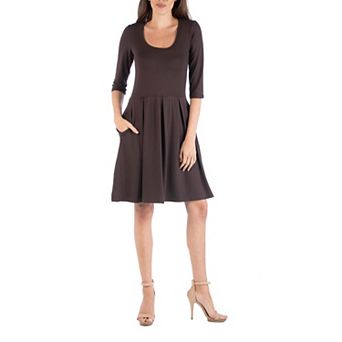 Women's 24Seven Comfort Apparel Three-Quarter Sleeve Fit And Flare Mini Dress
