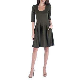 Women's 24Seven Comfort Apparel Three-Quarter Sleeve Fit And Flare Mini Dress