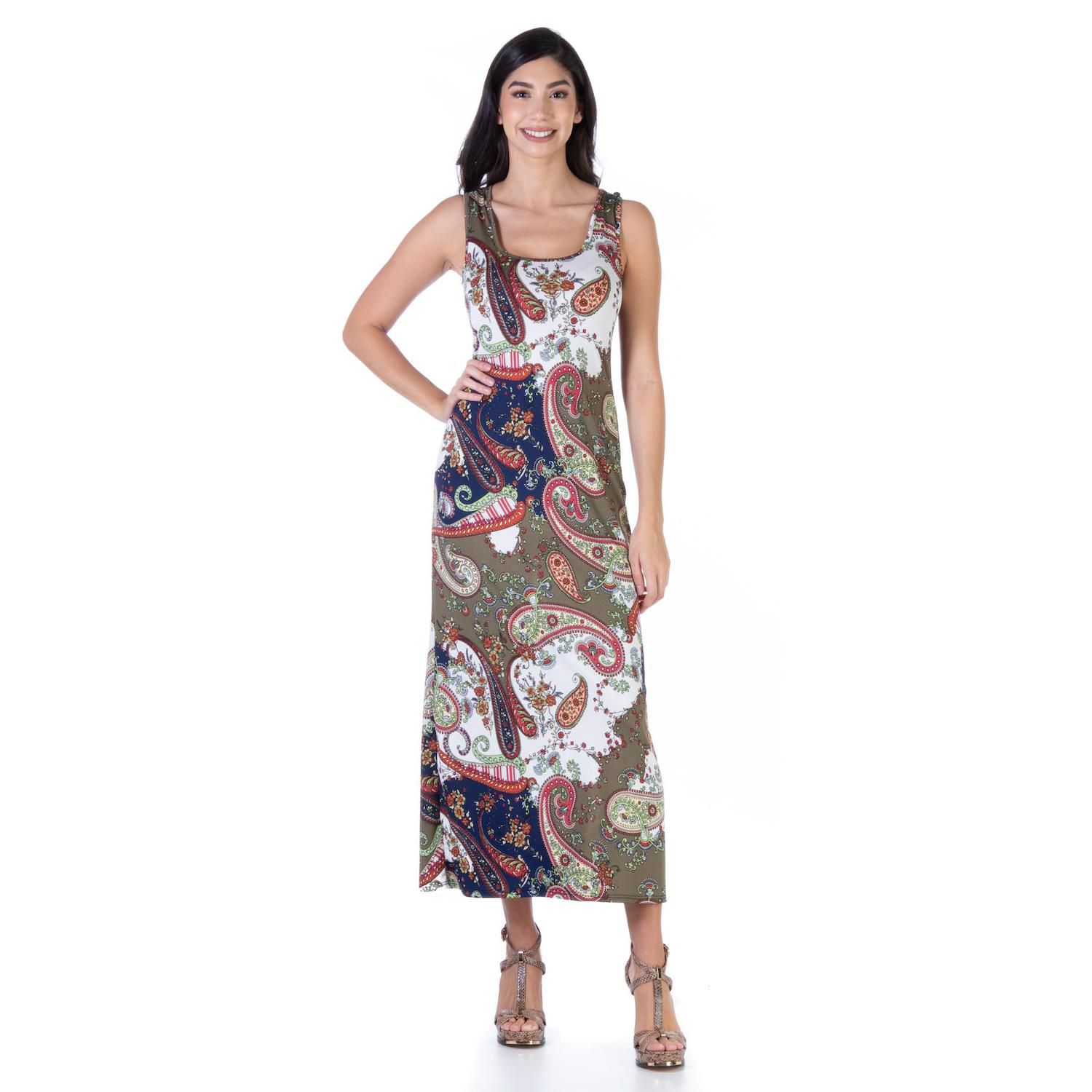 Women's 24Seven Comfort Apparel Flowy Print Maxi Dress