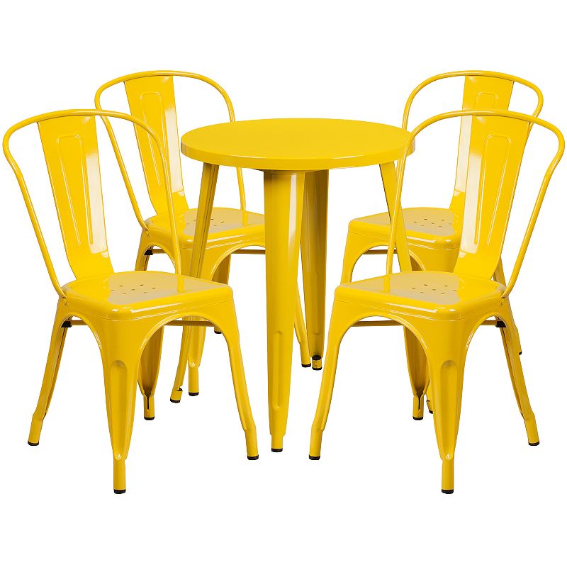 Flash Furniture Commercial Grade 24 Round Yellow Metal Indoor-Outdoor Ta