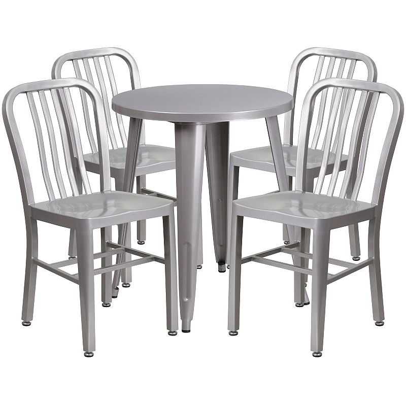 Flash Furniture Commercial Grade 24 Round Metal Indoor-Outdoor Table & V