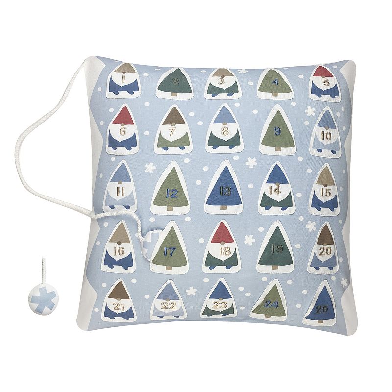 St. Nicholas Square Gnome Advent Throw Pillow, Light Blue, 18X18