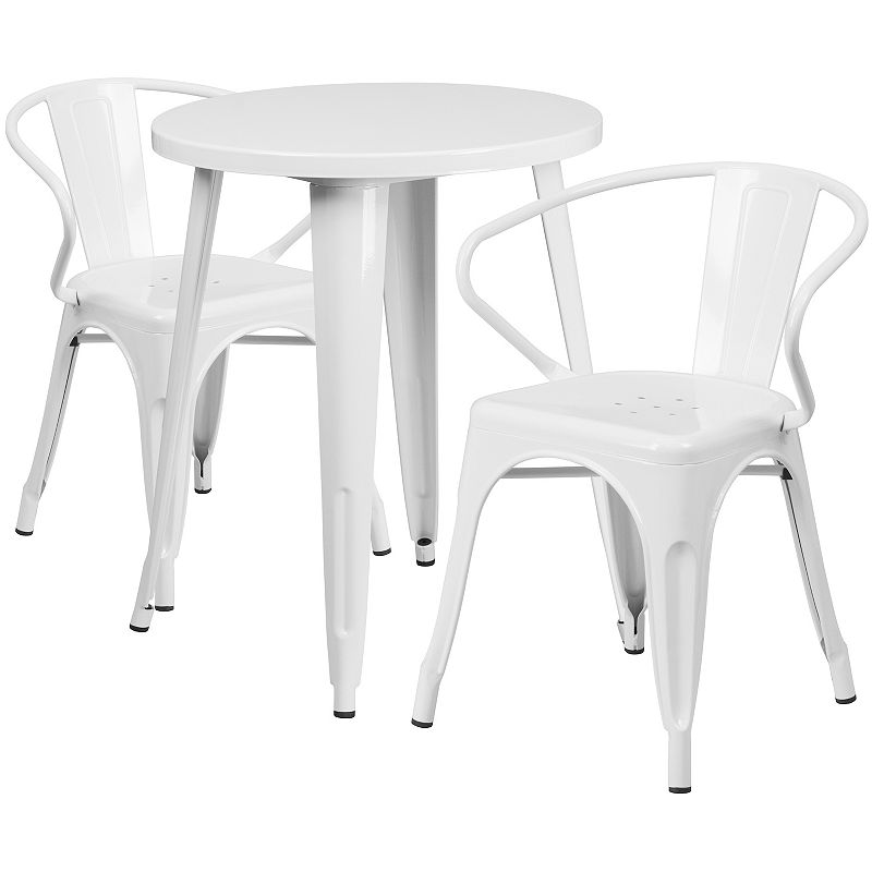 Flash Furniture Commercial Grade 24 Round Metal Indoor-Outdoor Table & A