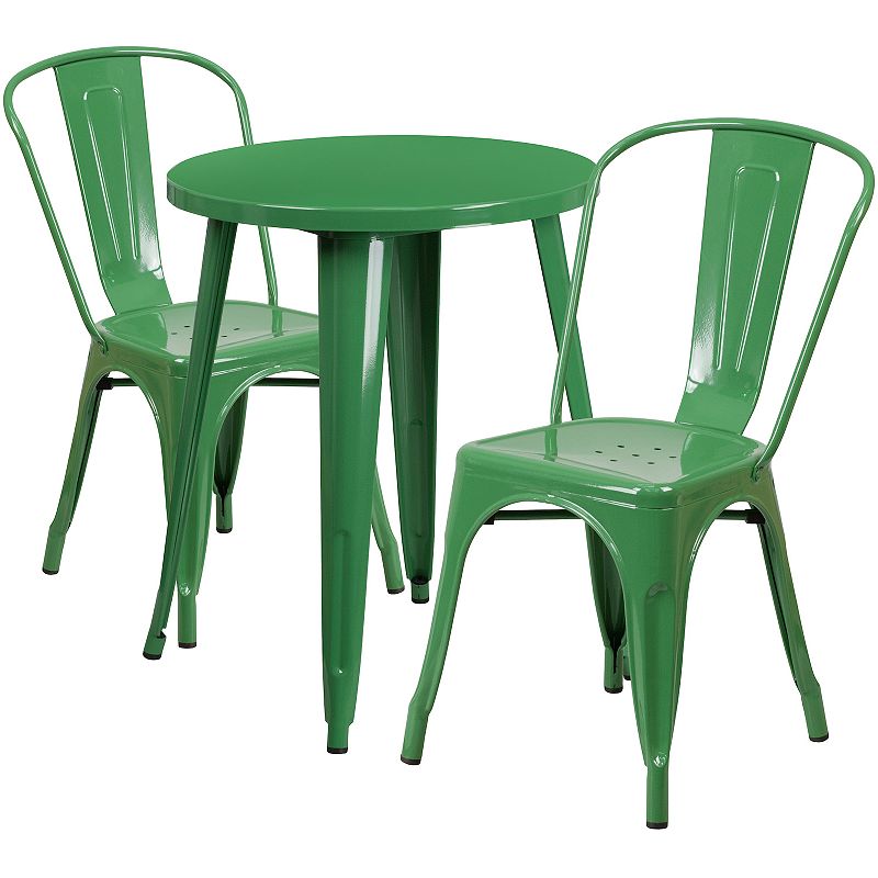Flash Furniture Commercial Grade 24 Round Metal Indoor-Outdoor Table & C