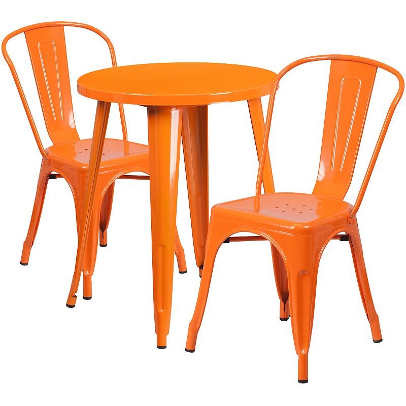 Flash Furniture Commercial Grade 24 Round Metal Indoor-Outdoor Table & C