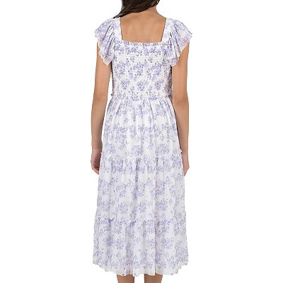 Girls 7-16 Rare Editions Floral Power Mesh Dress, Girl's, Size: 14, Lilac