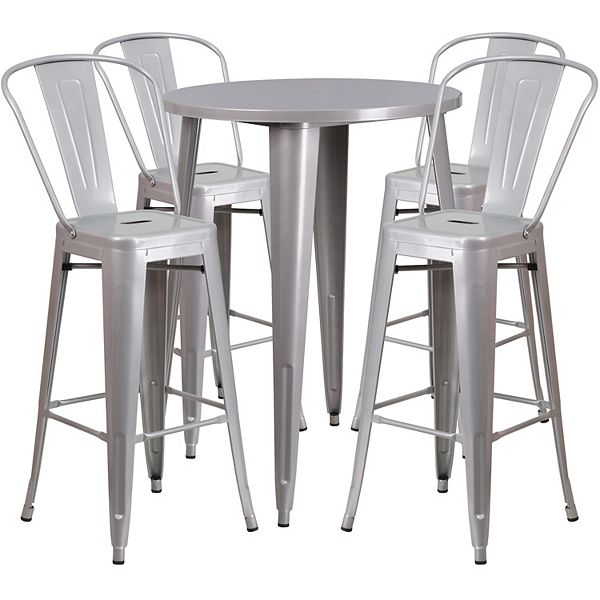 Flash Furniture Commercial Grade 30" Round Metal IndoorOutdoor Bar