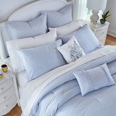 Laura Ashley Forsythia Blue Comforter Set with Shams