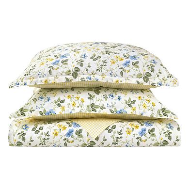 Laura Ashley Meadow Floral Blue Duvet Cover Set with Shams