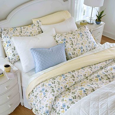 Laura Ashley Meadow Floral Blue Duvet Cover Set with Shams