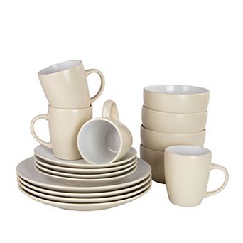 10 Strawberry Street 16 pc Two-Tone Coupe Dinnerware Set