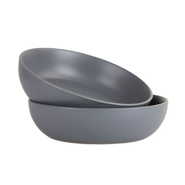 10 Strawberry Street Wazee Matte 9"/48oz Serving Bowl, Set of 2, Charcoal